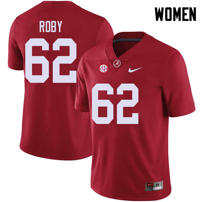 Women #62 Jackson Roby Alabama Crimson Tide College Football Jerseys Sale-Red
